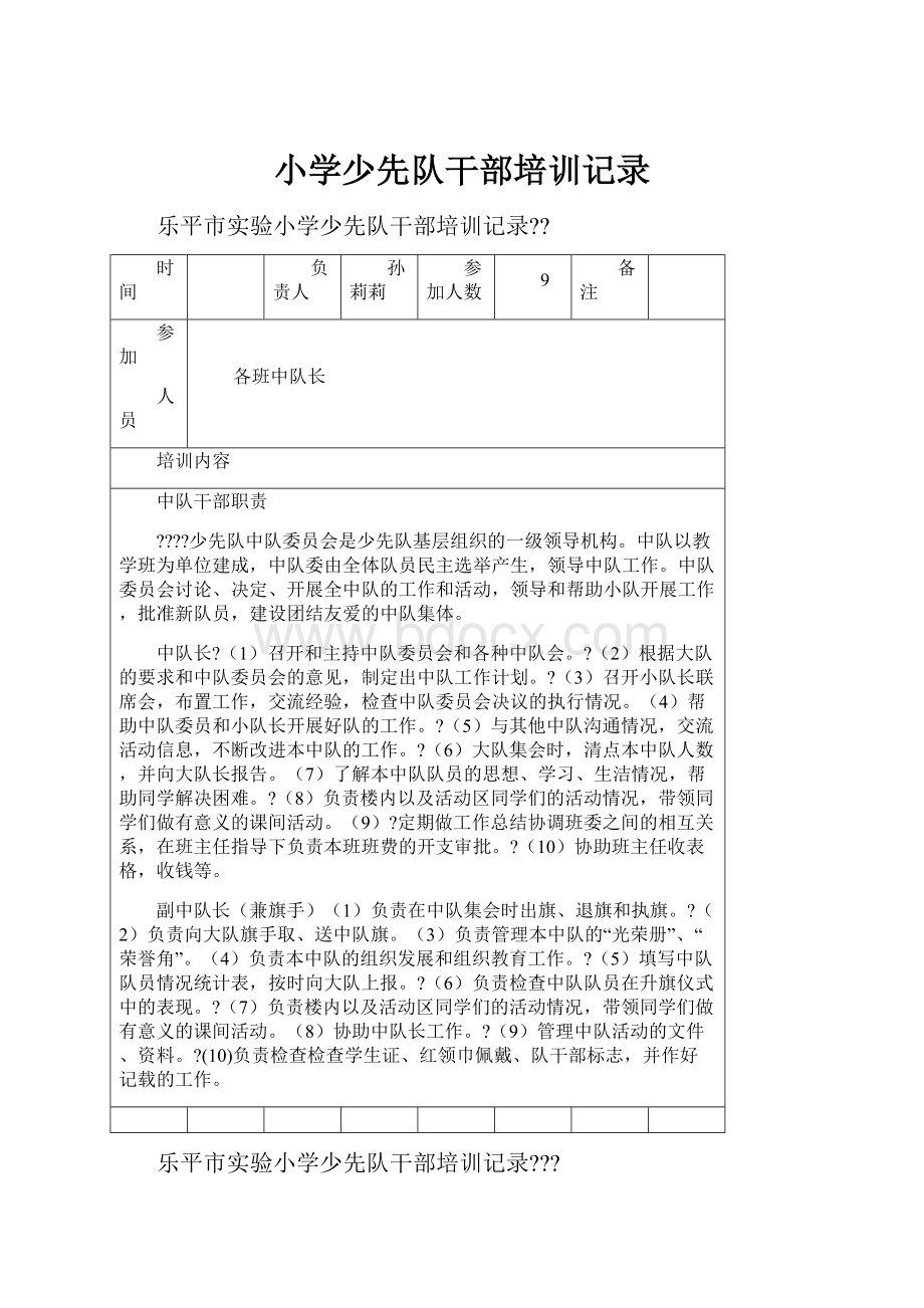 小学少先队干部培训记录.docx