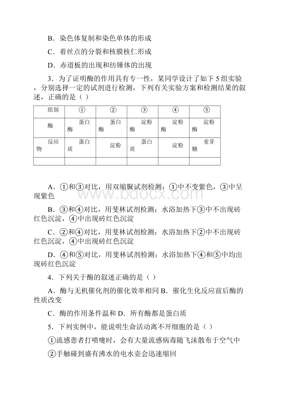 合肥市高一生物必修一期末模拟试题及答案.docx_第2页