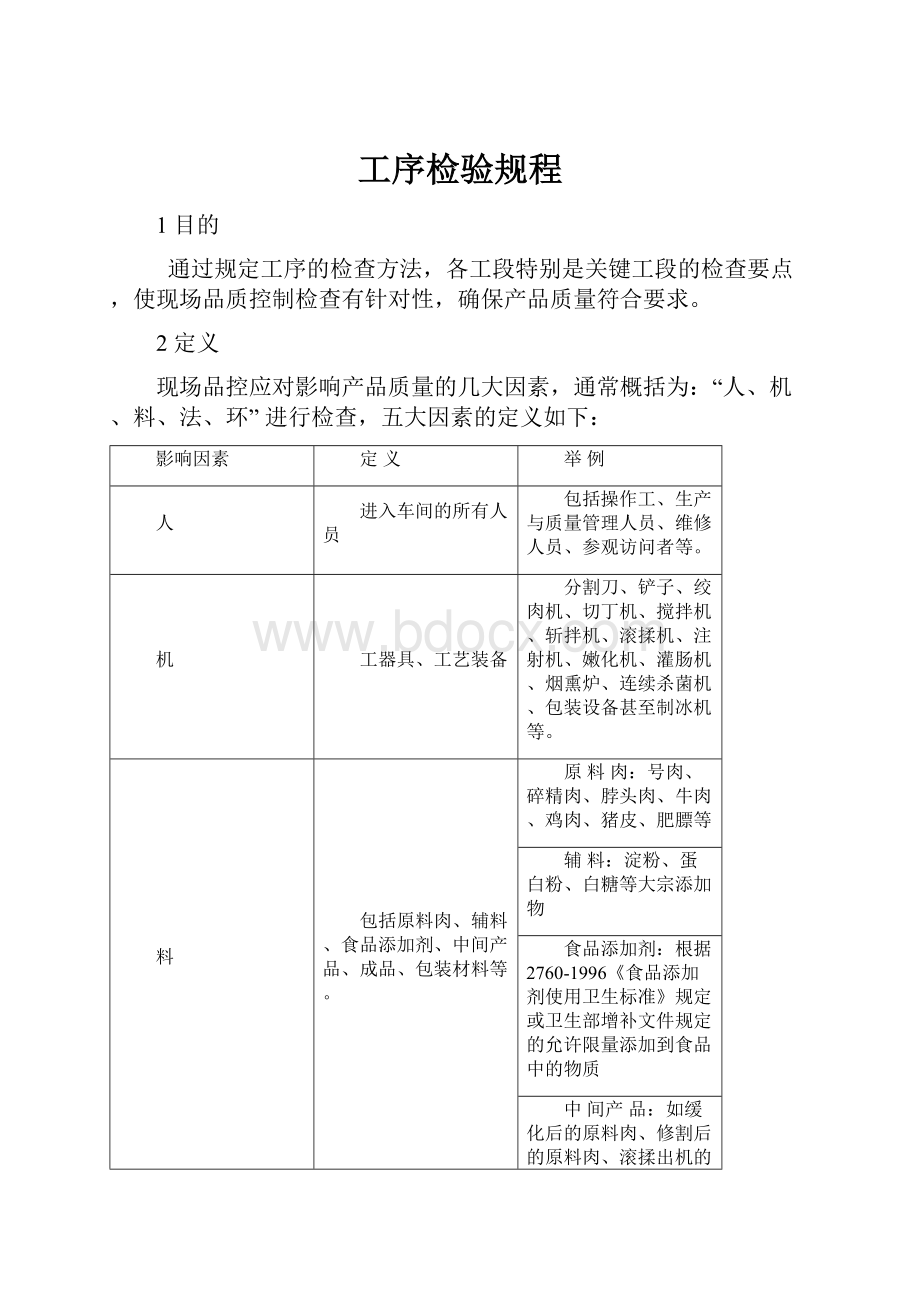 工序检验规程文档格式.docx