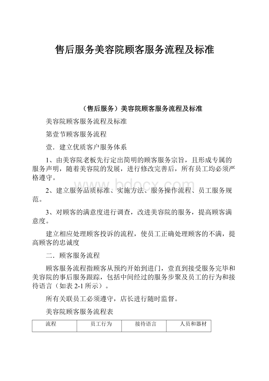 售后服务美容院顾客服务流程及标准.docx