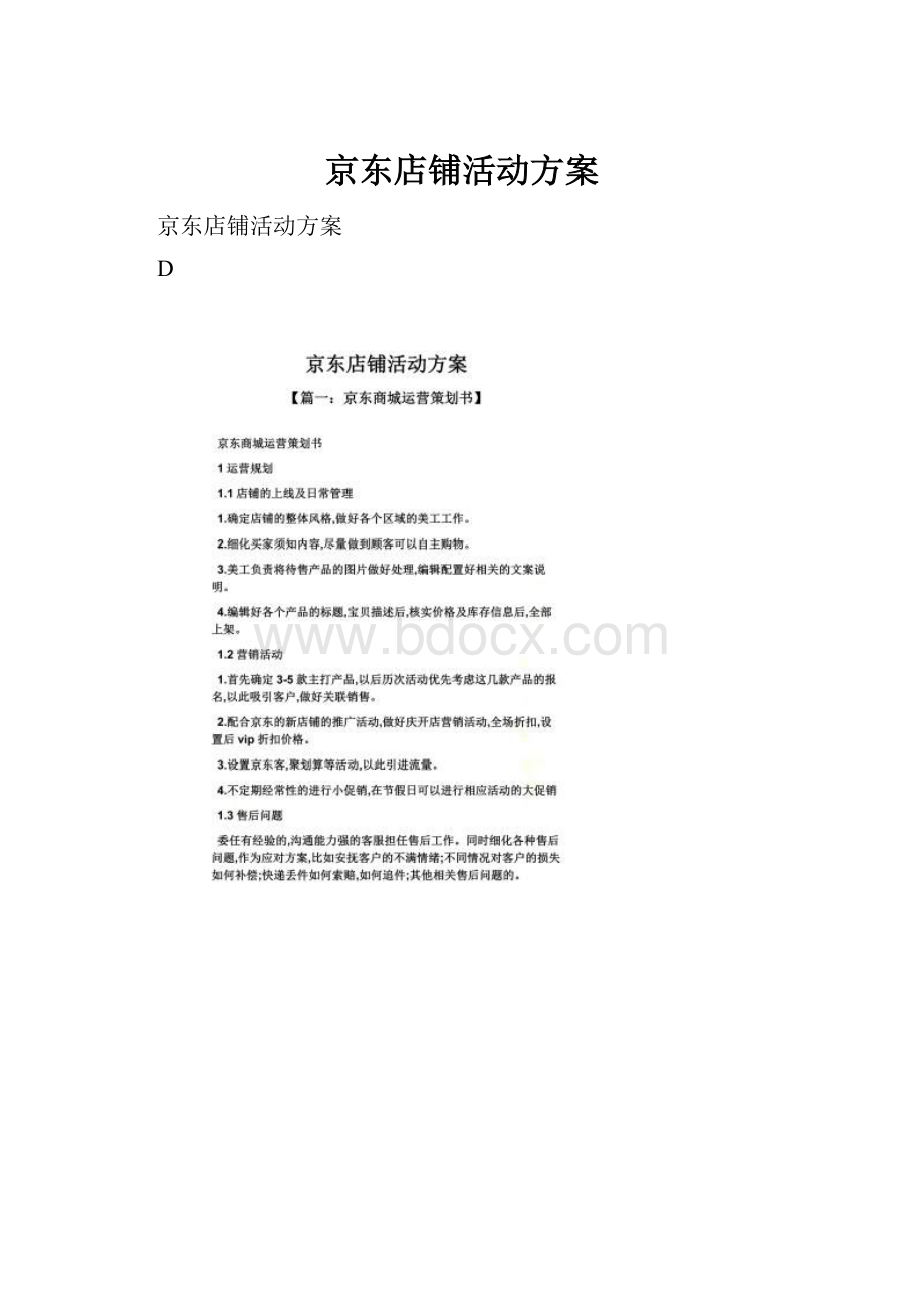 京东店铺活动方案Word格式.docx