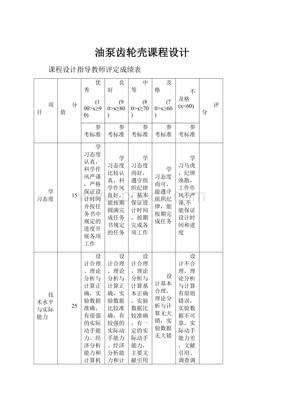 油泵齿轮壳课程设计Word格式.docx