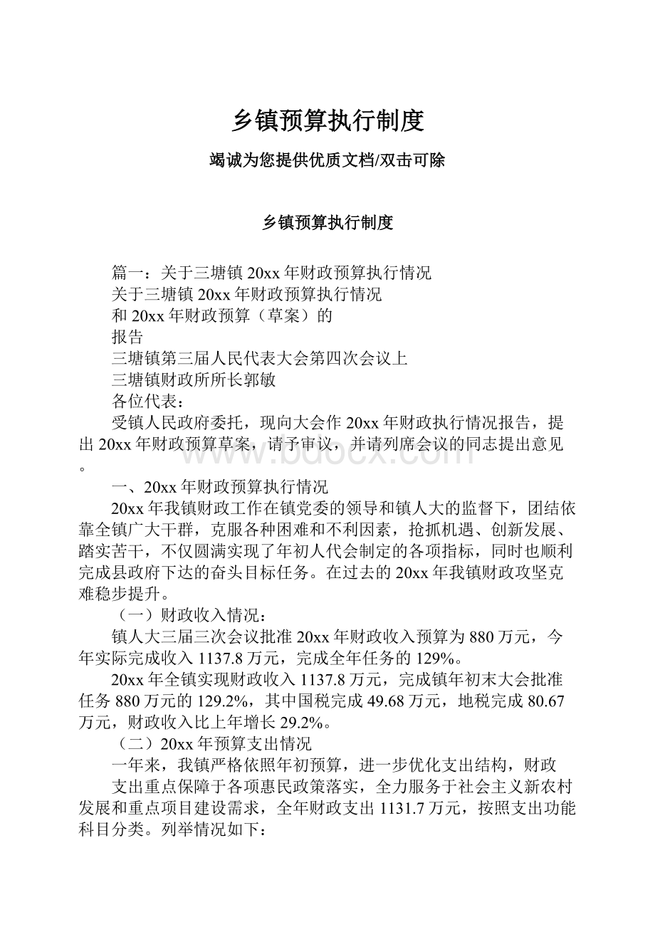 乡镇预算执行制度文档格式.docx_第1页