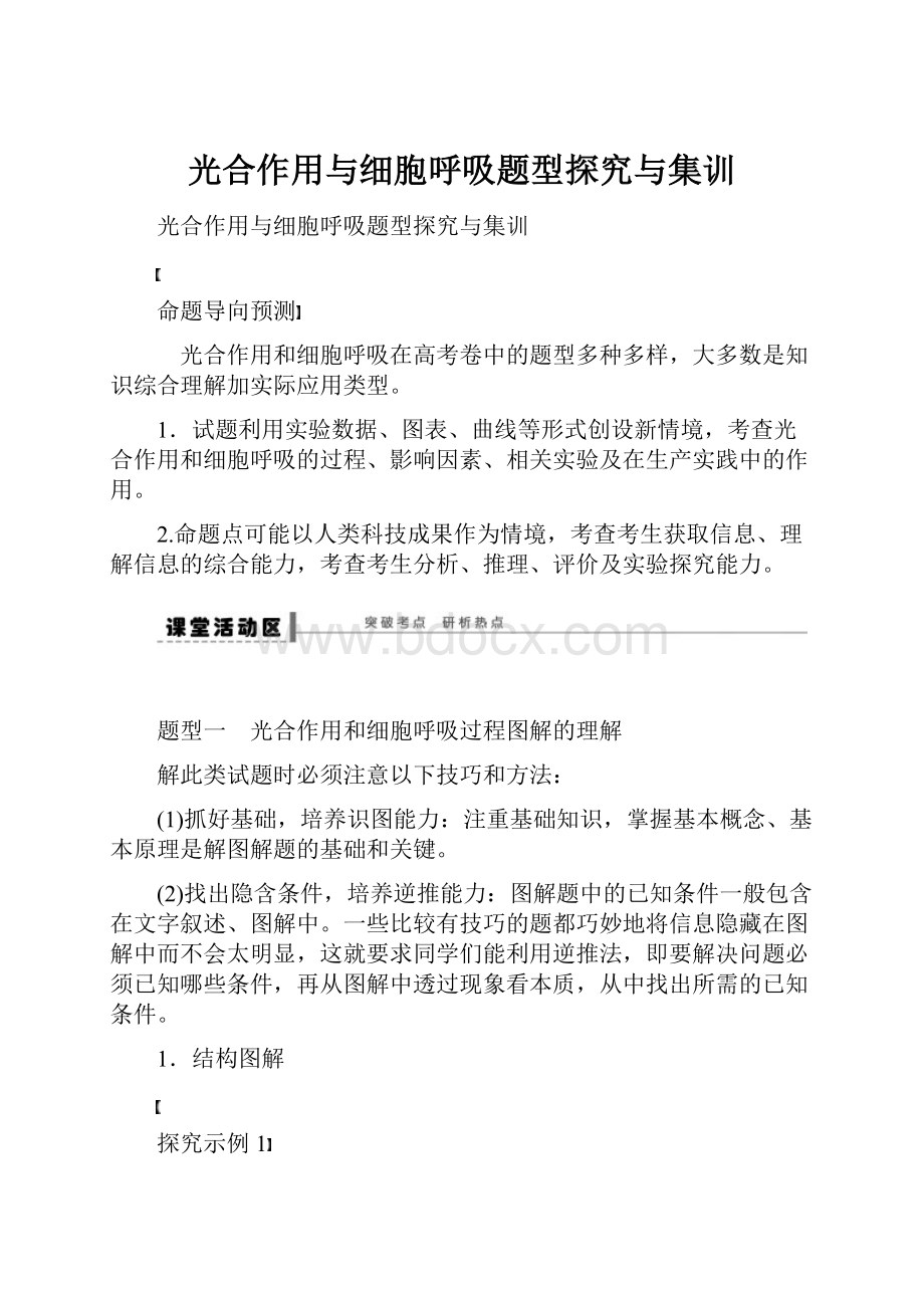 光合作用与细胞呼吸题型探究与集训.docx_第1页