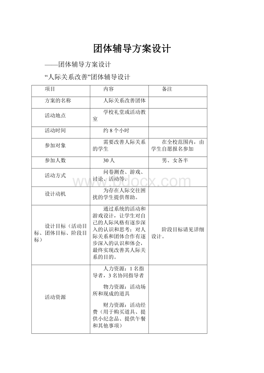 团体辅导方案设计.docx_第1页