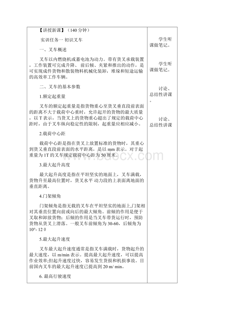 《叉车作业实务》教案Word文档下载推荐.docx_第2页