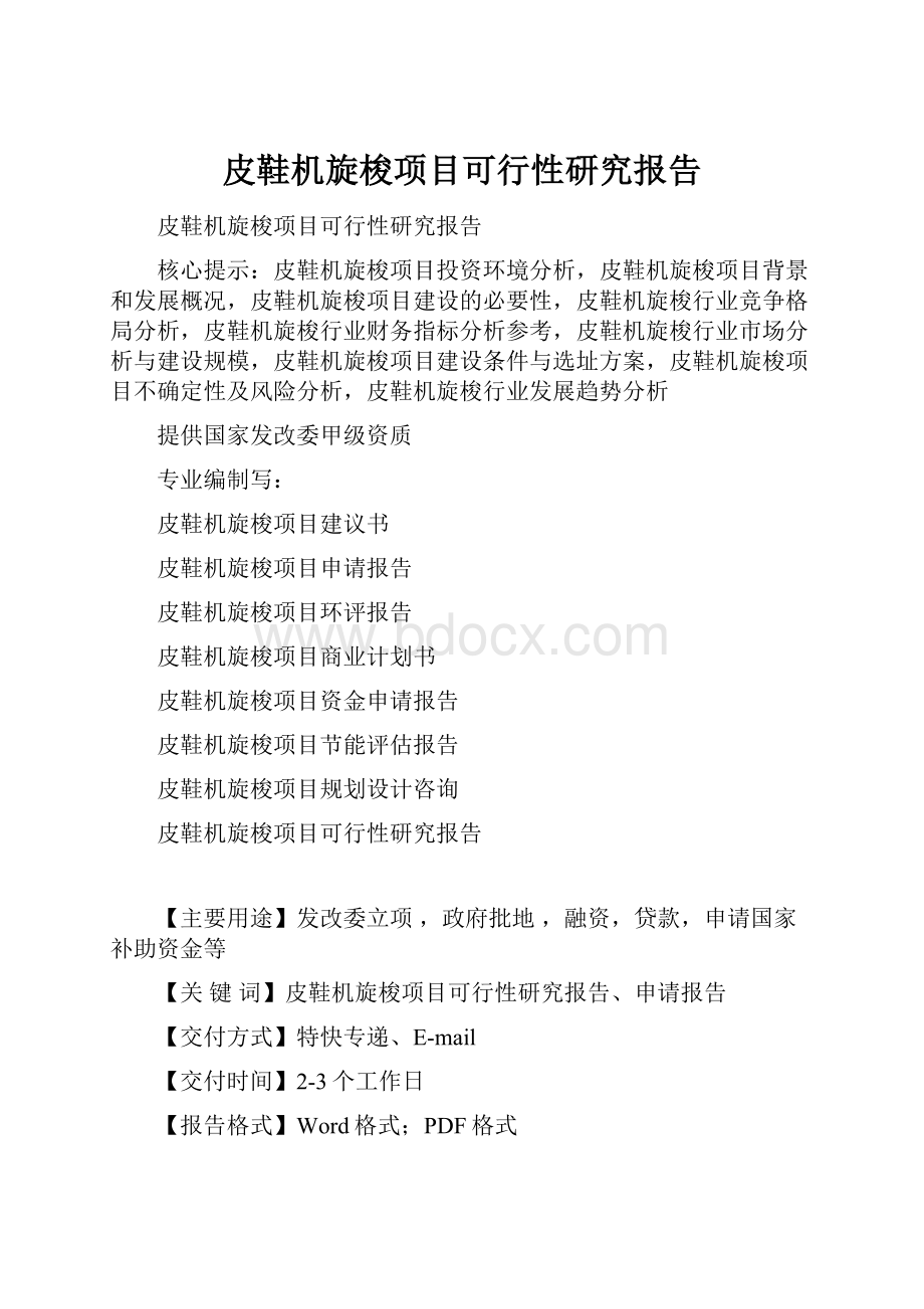 皮鞋机旋梭项目可行性研究报告.docx