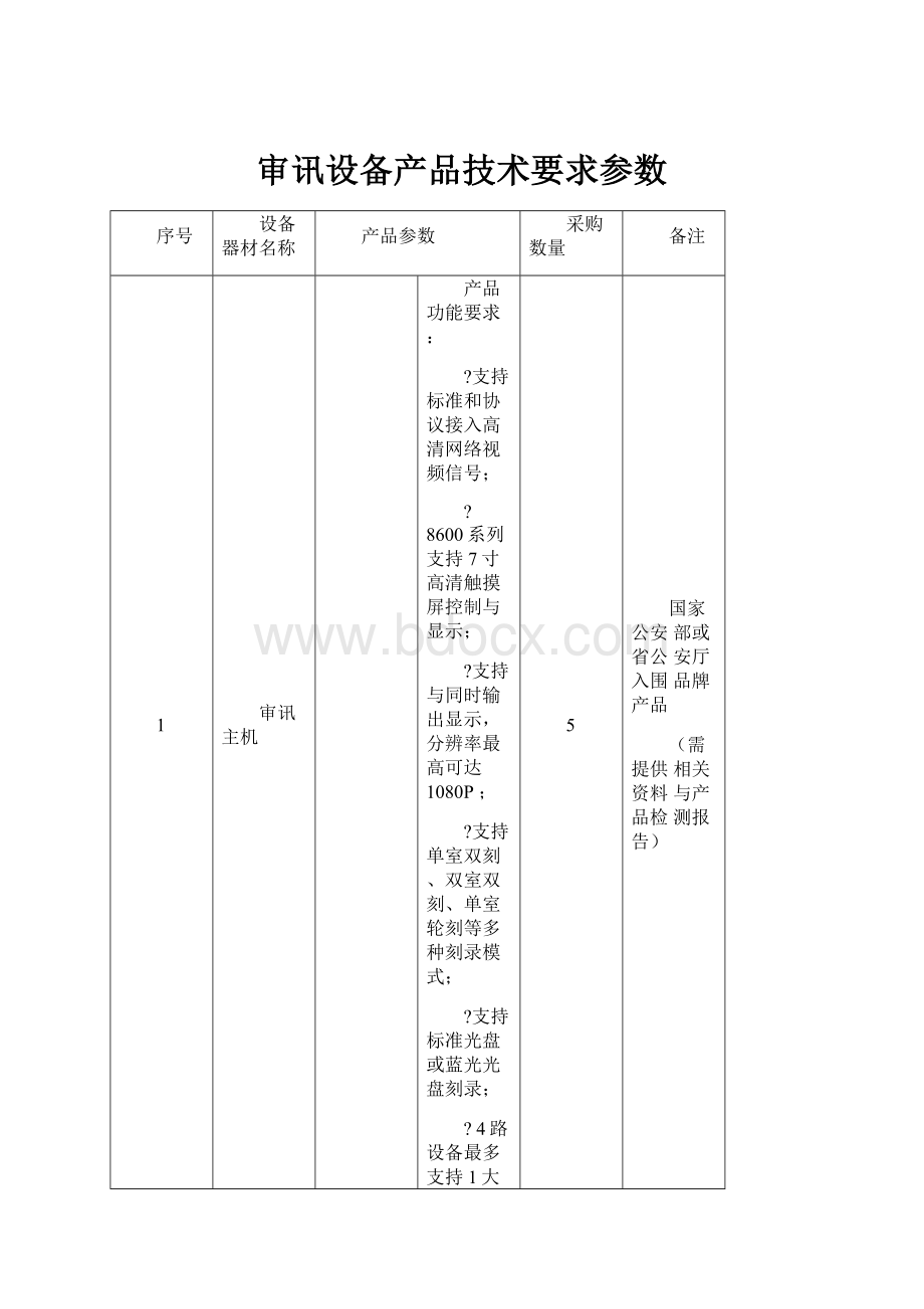 审讯设备产品技术要求参数.docx