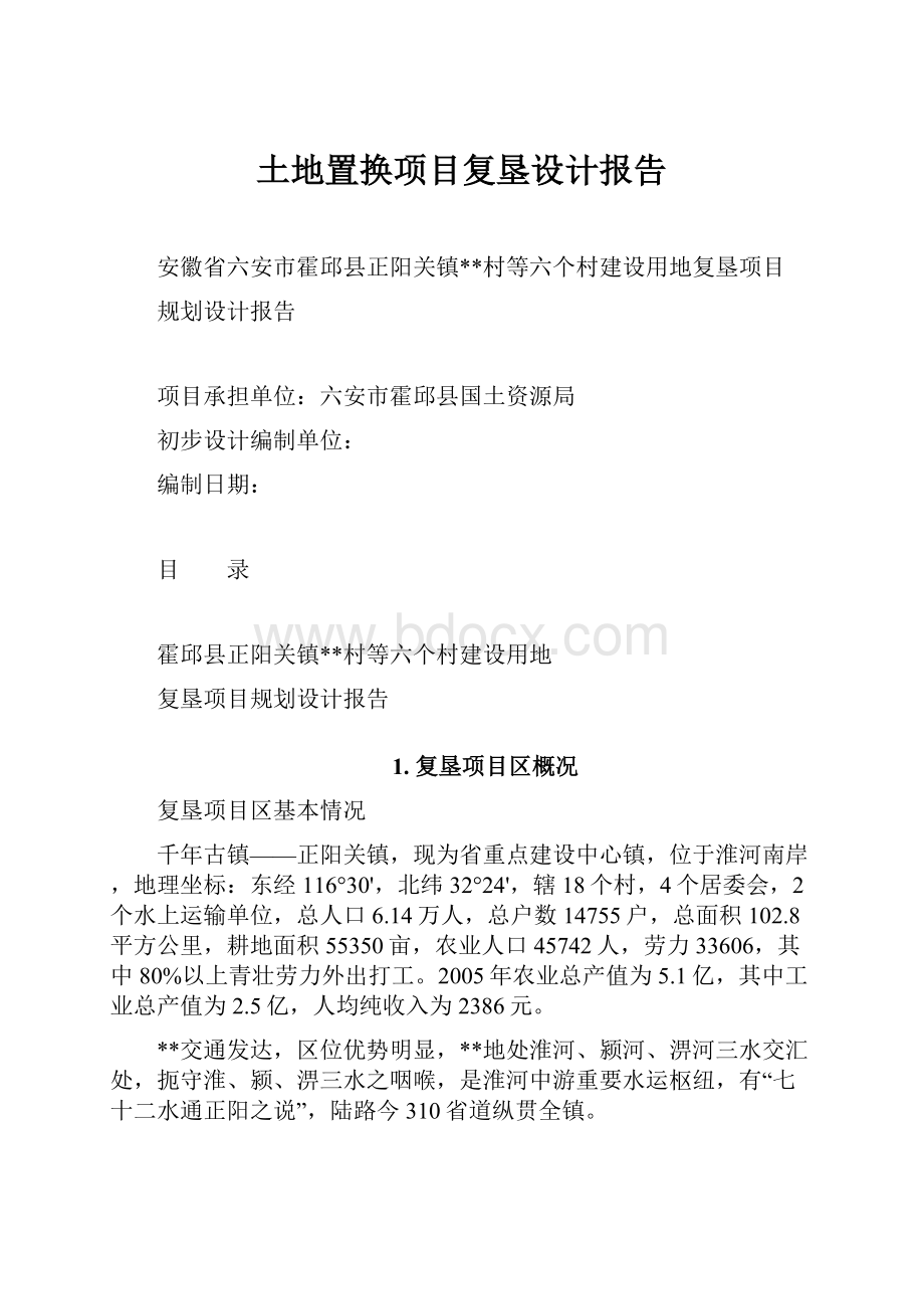 土地置换项目复垦设计报告Word文档格式.docx