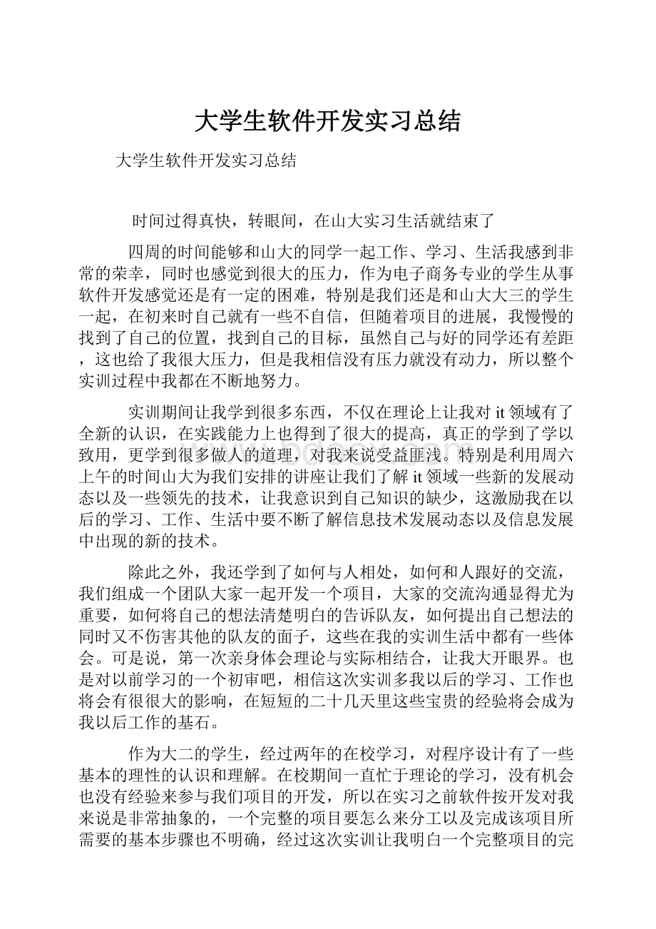 大学生软件开发实习总结.docx_第1页