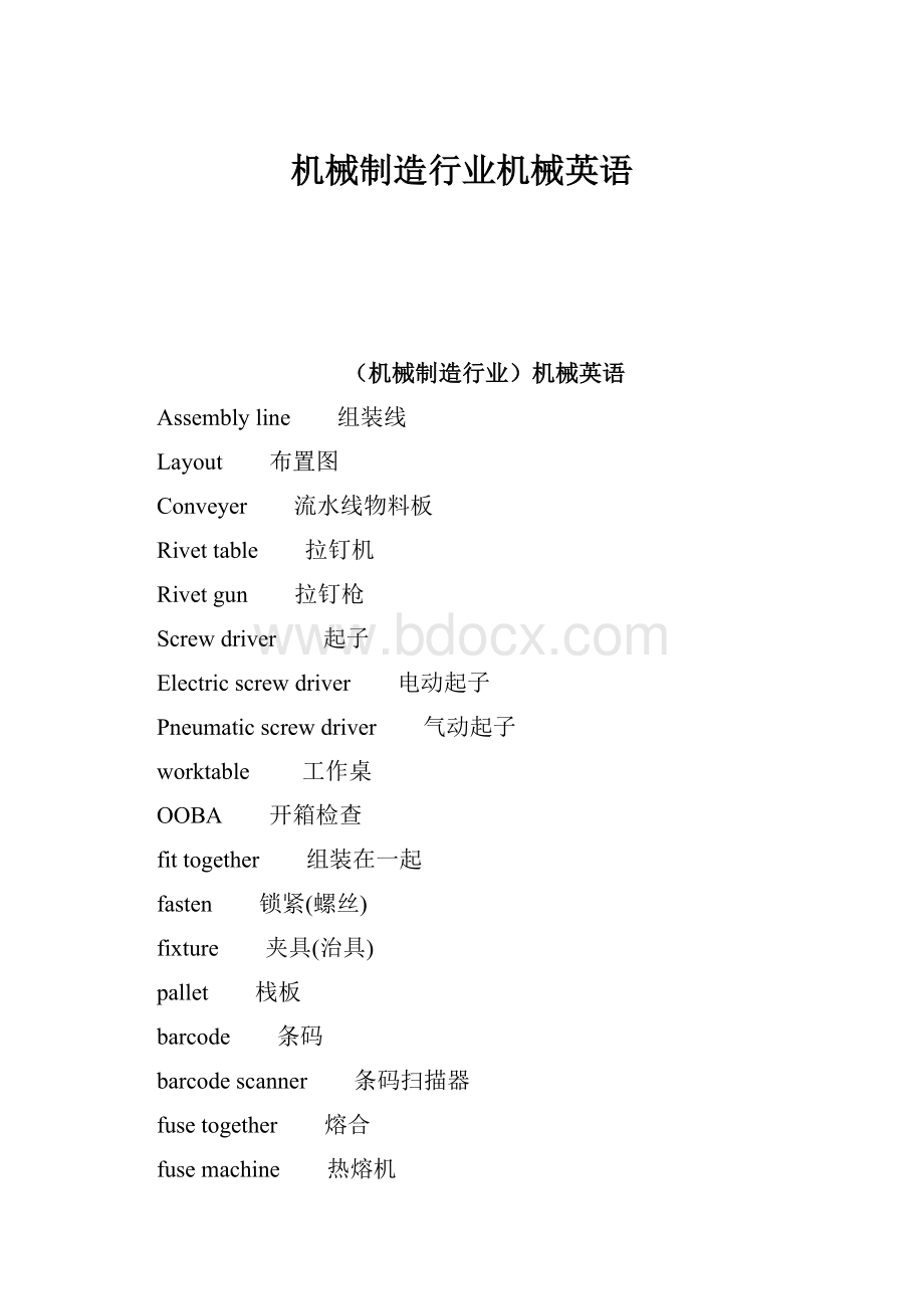 机械制造行业机械英语Word文档下载推荐.docx_第1页