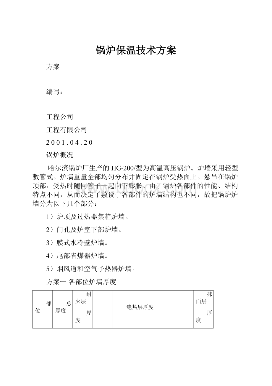 锅炉保温技术方案.docx