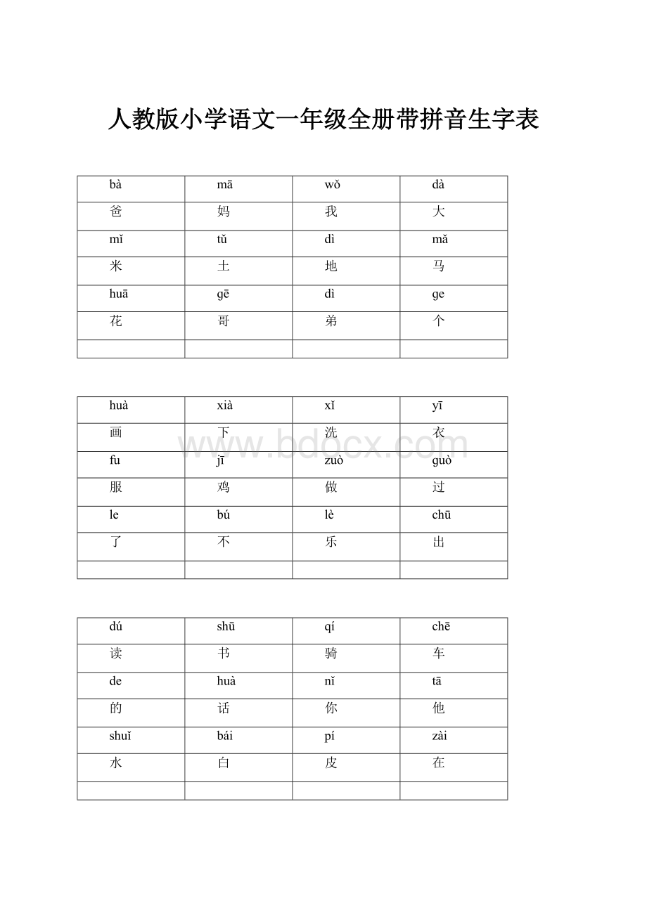 人教版小学语文一年级全册带拼音生字表.docx_第1页