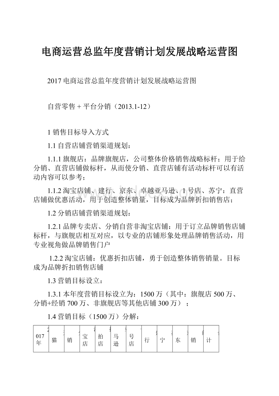 电商运营总监年度营销计划发展战略运营图.docx_第1页