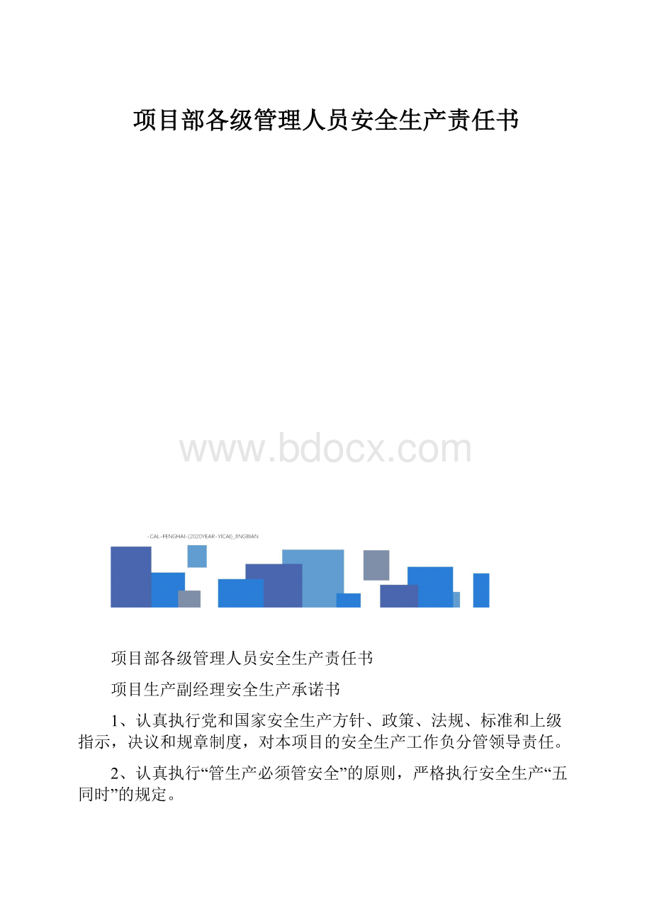 项目部各级管理人员安全生产责任书.docx