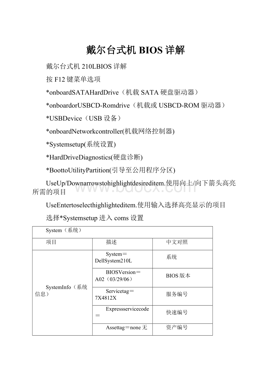 戴尔台式机BIOS详解.docx_第1页