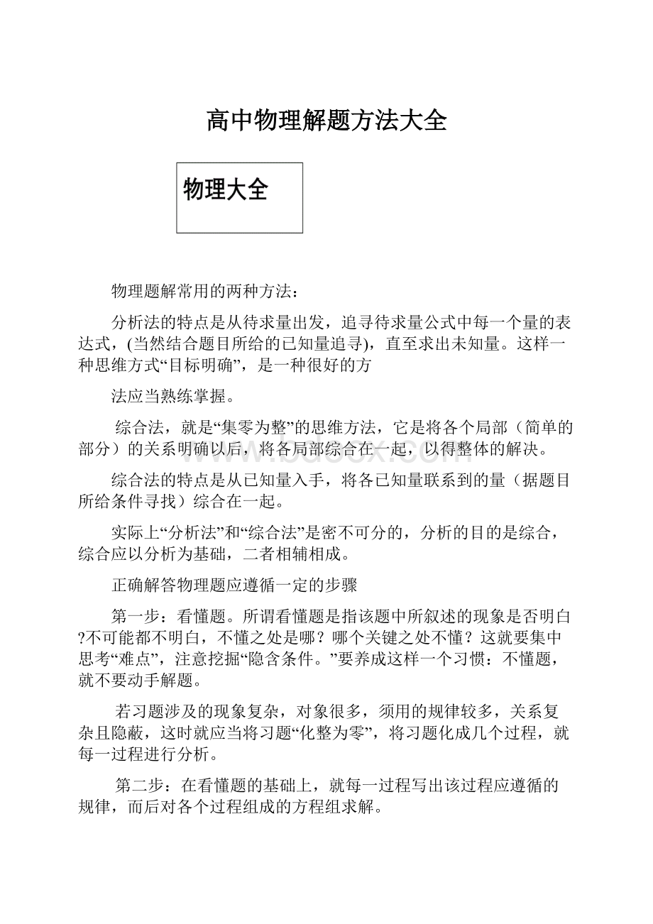 高中物理解题方法大全.docx_第1页