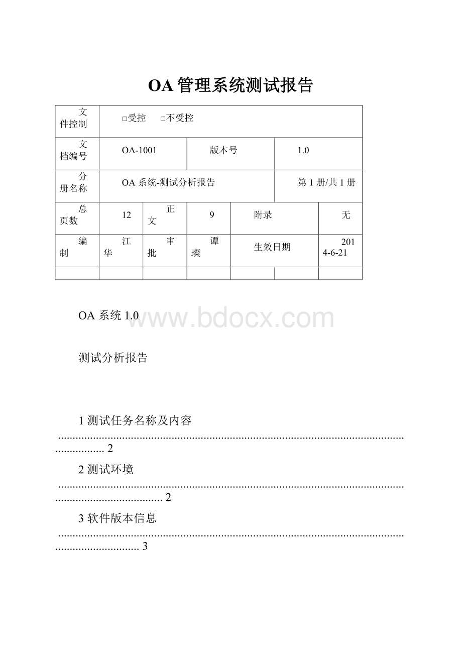 OA管理系统测试报告Word文档格式.docx