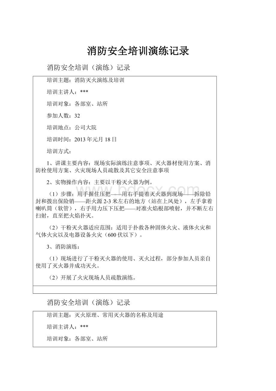 消防安全培训演练记录.docx