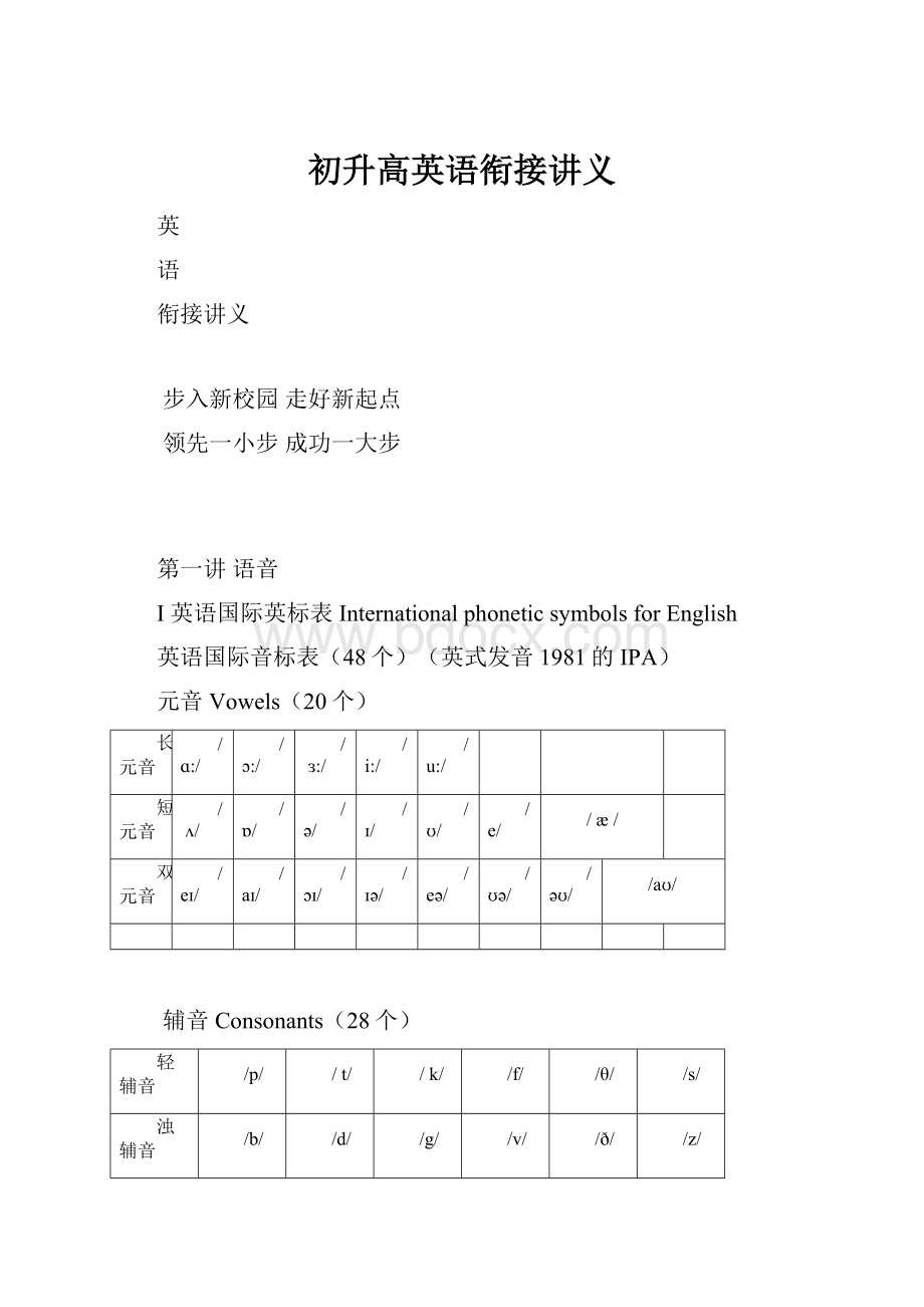 初升高英语衔接讲义Word格式文档下载.docx_第1页