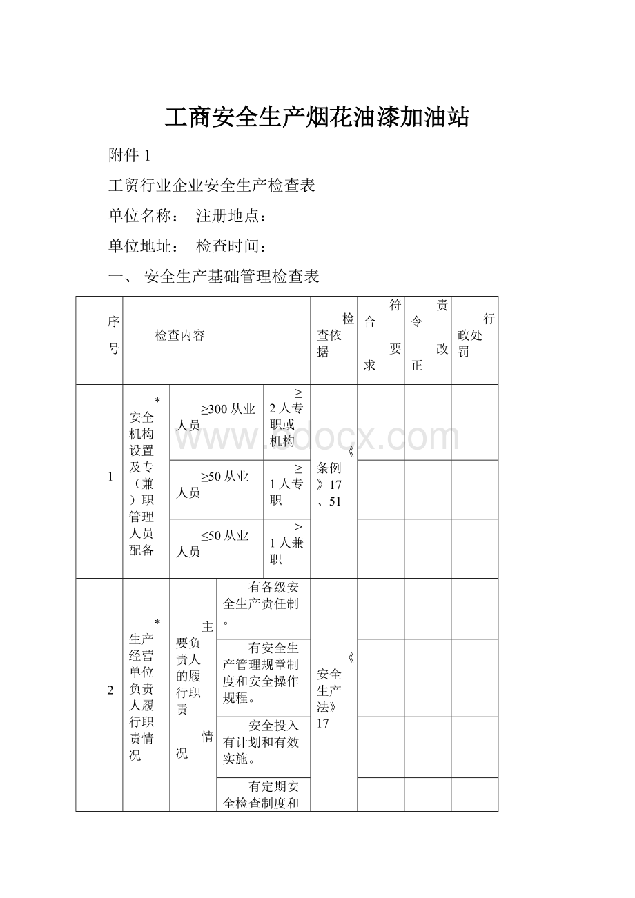 工商安全生产烟花油漆加油站Word文档下载推荐.docx_第1页