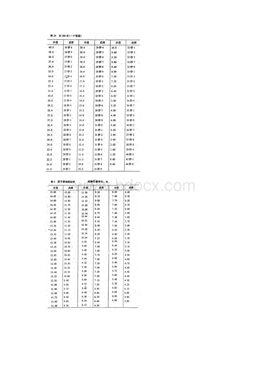 中考体育特长生考试成绩对照表Word格式文档下载.docx_第2页