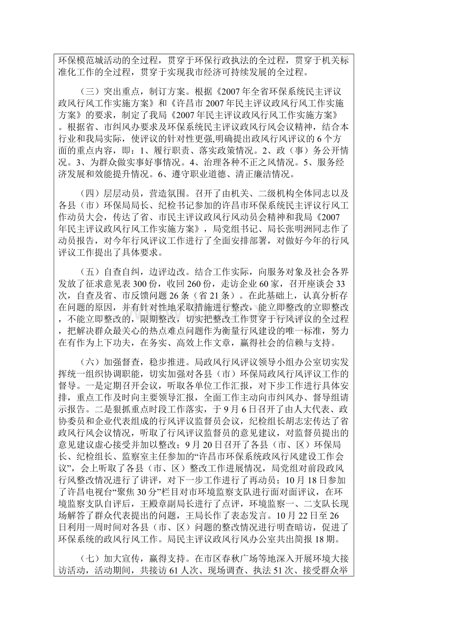 许昌市环保局民主评议政府行风工作总结Word格式文档下载.docx_第2页