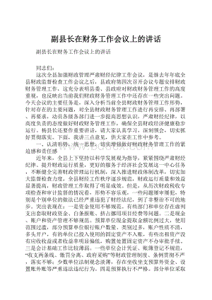 副县长在财务工作会议上的讲话文档格式.docx