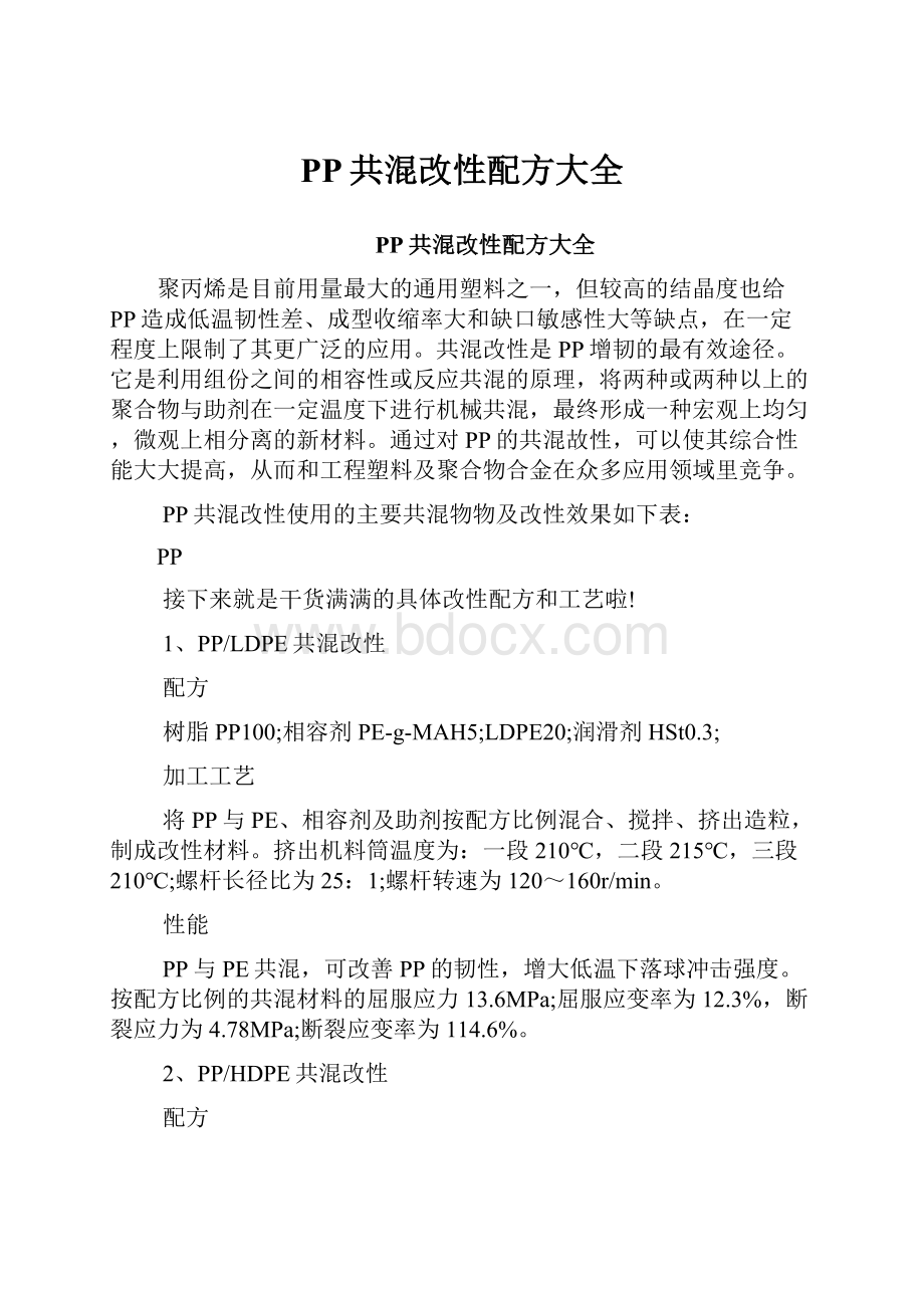 PP共混改性配方大全.docx