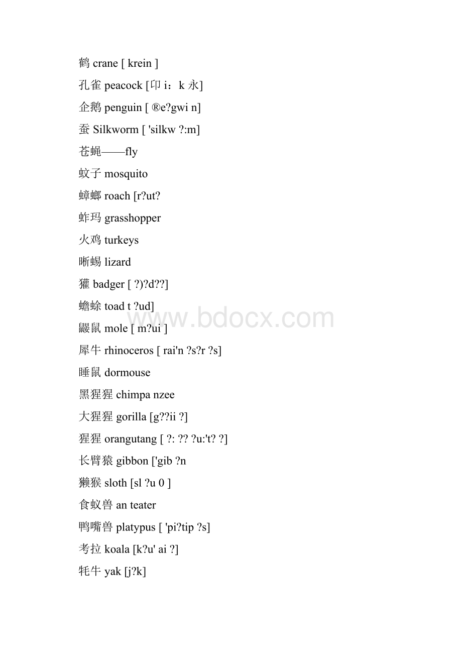 各种动物的英文名Word格式.docx_第3页