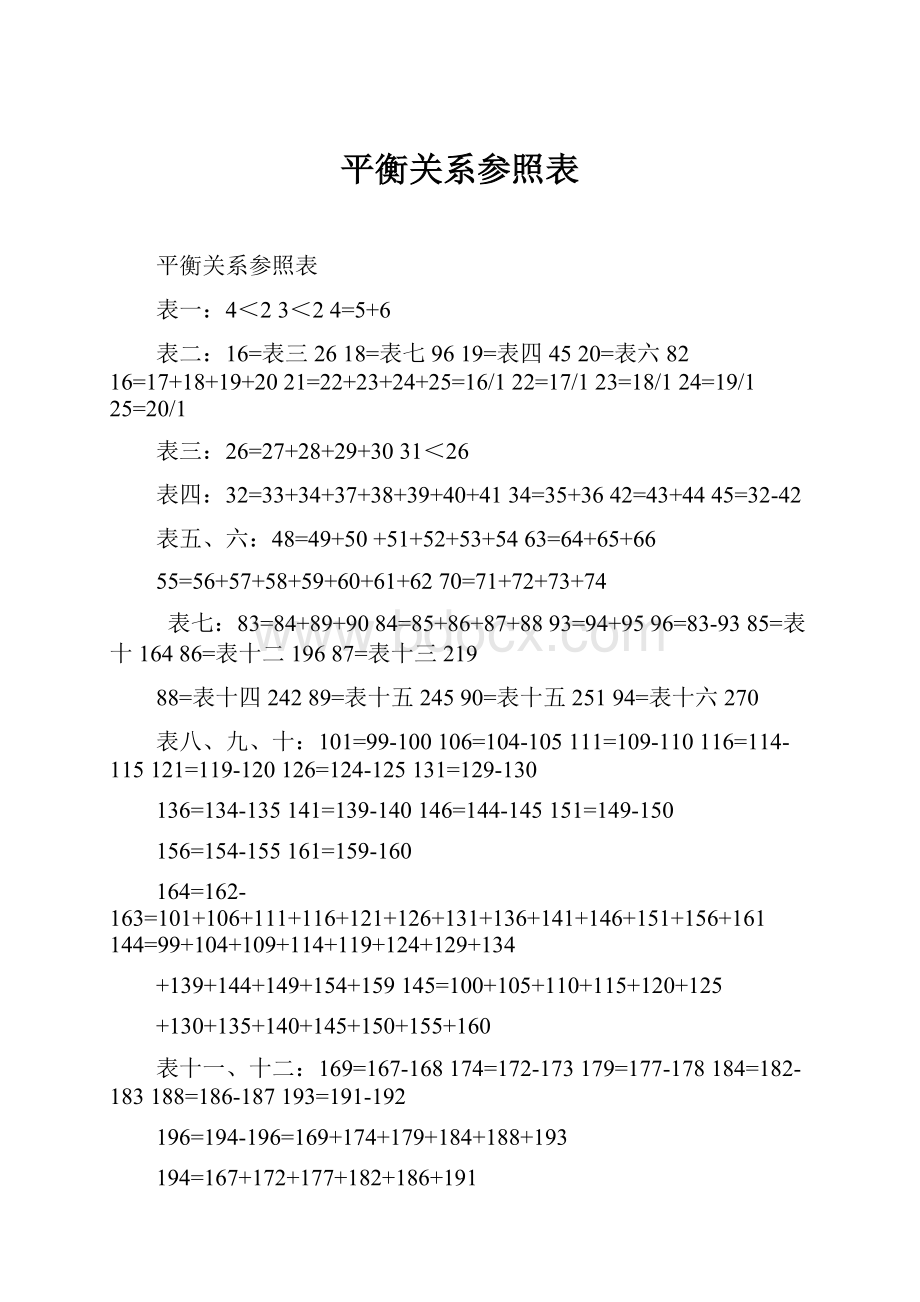 平衡关系参照表.docx_第1页