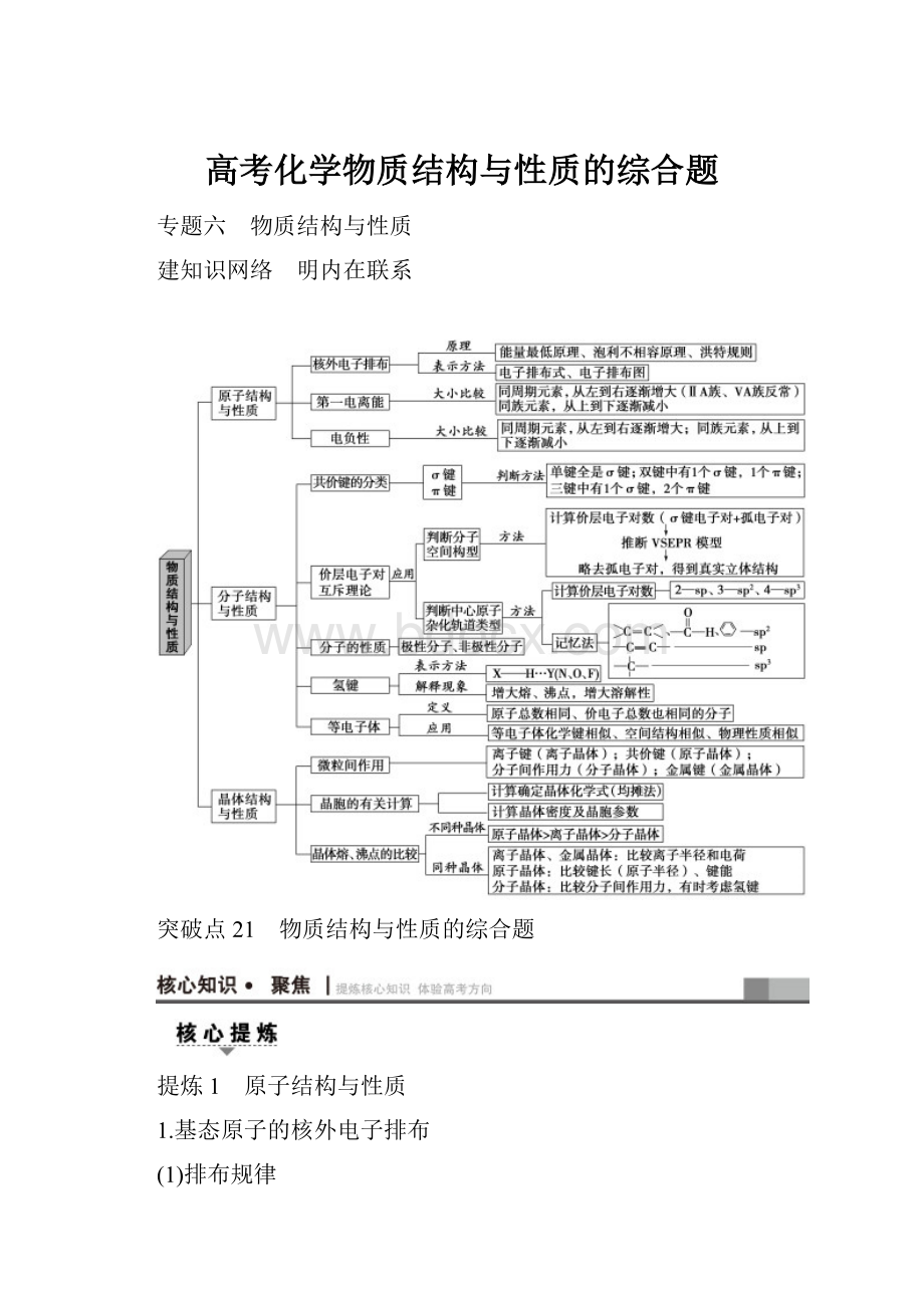 高考化学物质结构与性质的综合题.docx