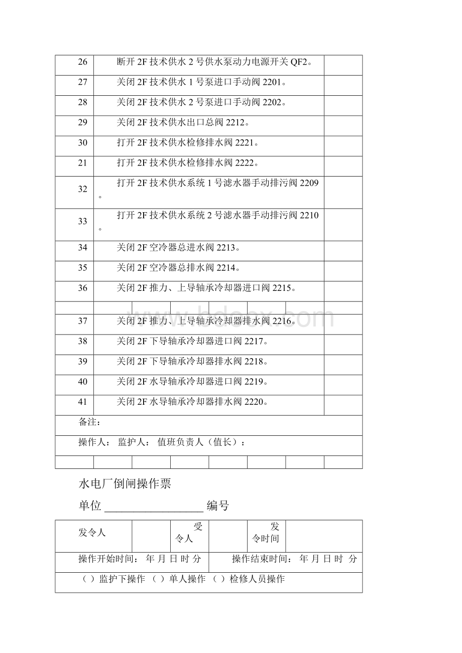 水电站水轮发电机组大修做安全措施机械操作票Word下载.docx_第3页