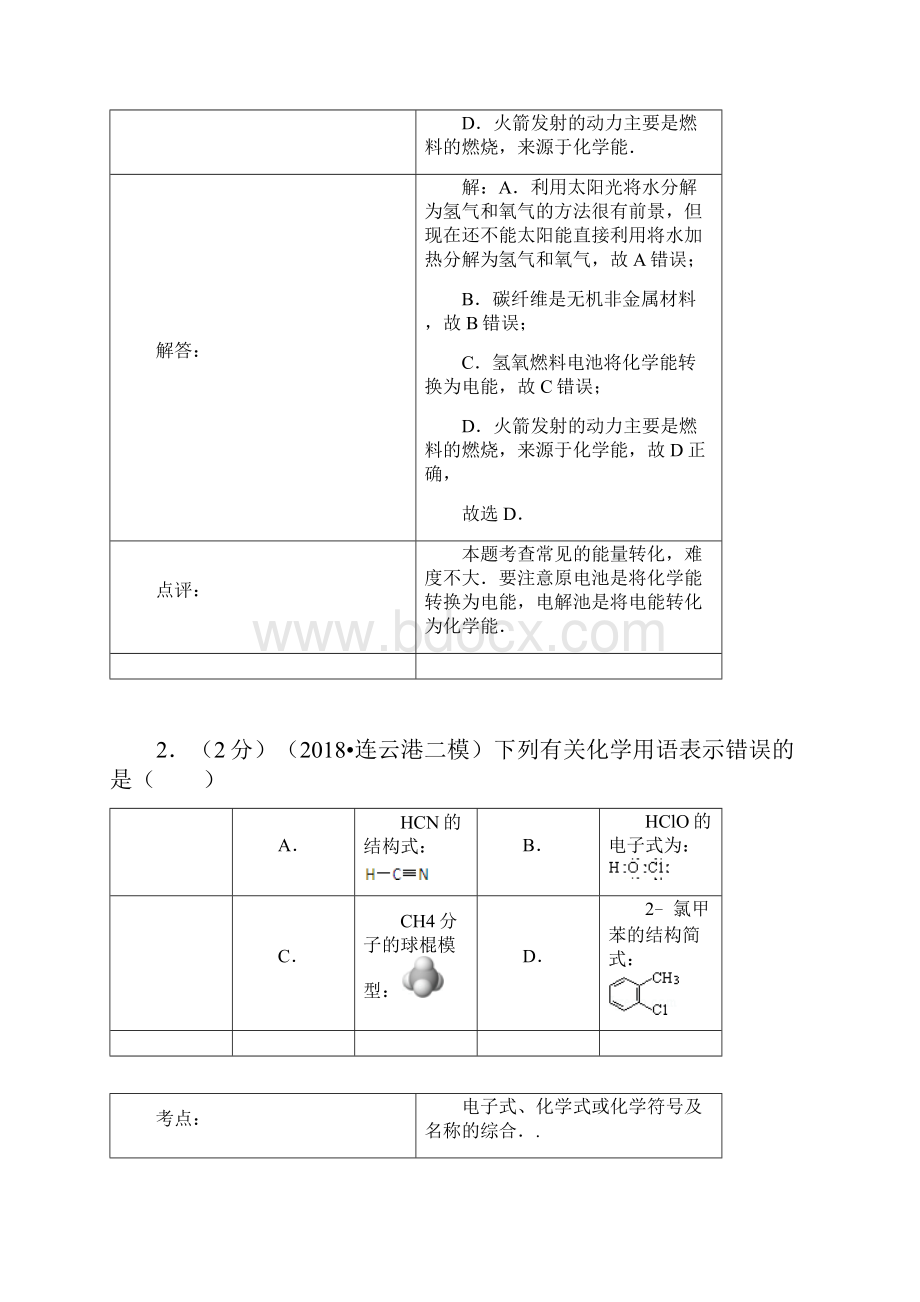 届江苏省连云港市高三第二次调研考试化学试题 及答案 精品.docx_第2页