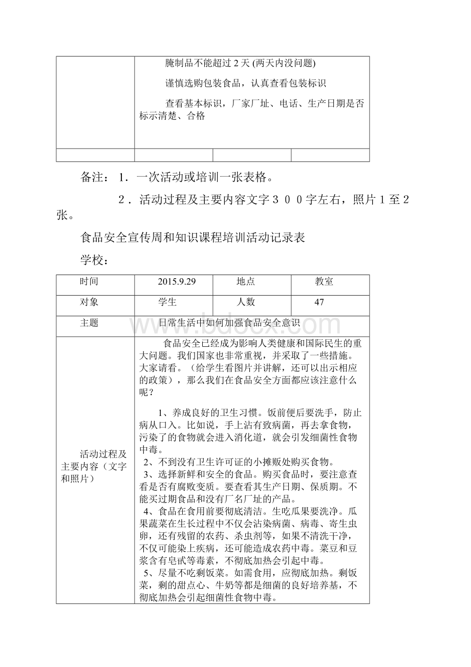 食品安全宣传周和知识课程培训活动记录.docx_第3页