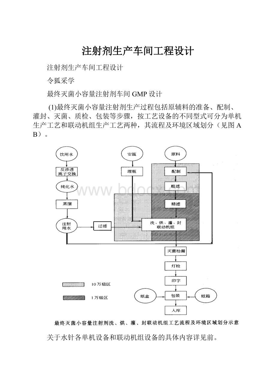 注射剂生产车间工程设计Word文档下载推荐.docx