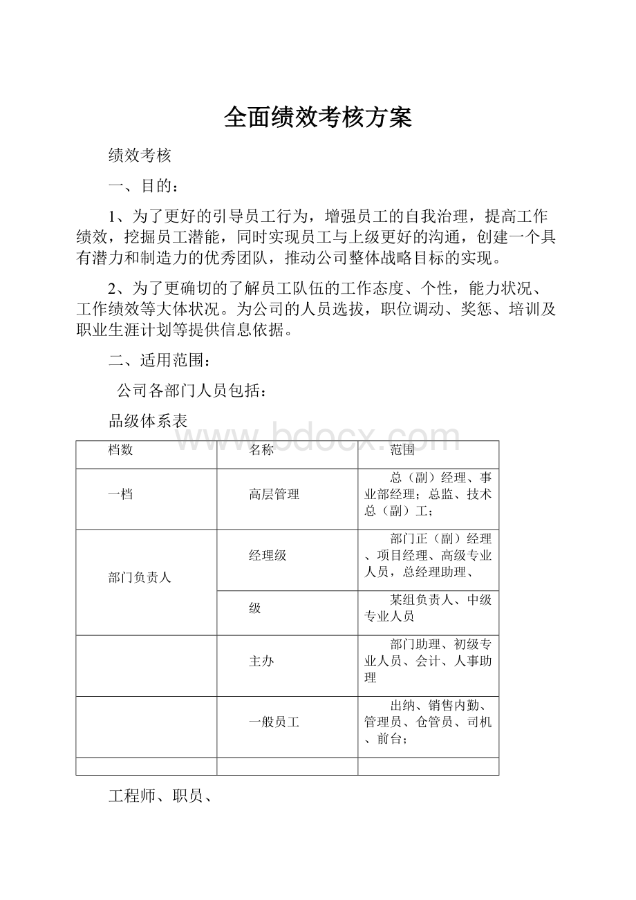 全面绩效考核方案.docx_第1页