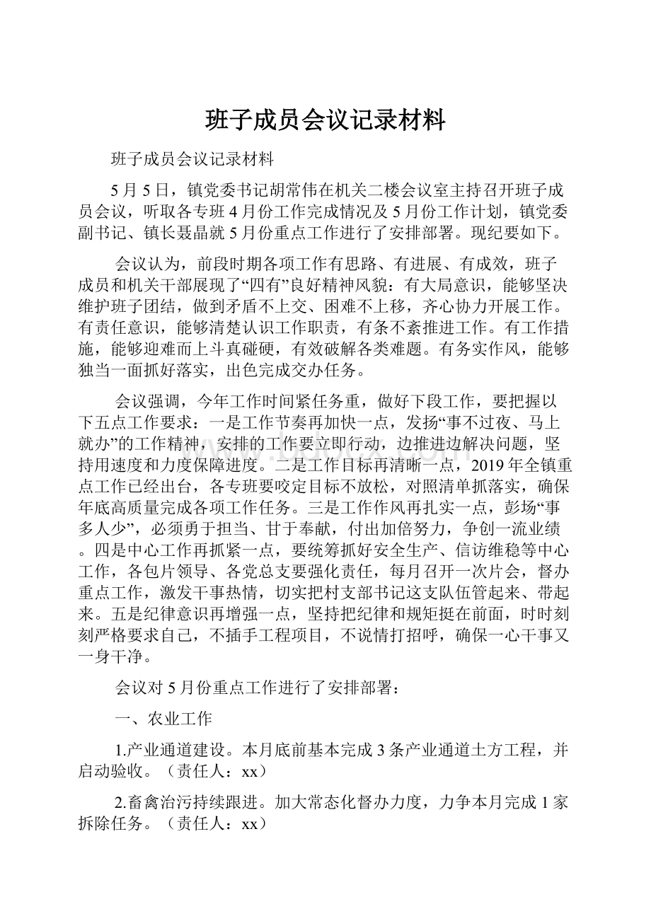 班子成员会议记录材料.docx