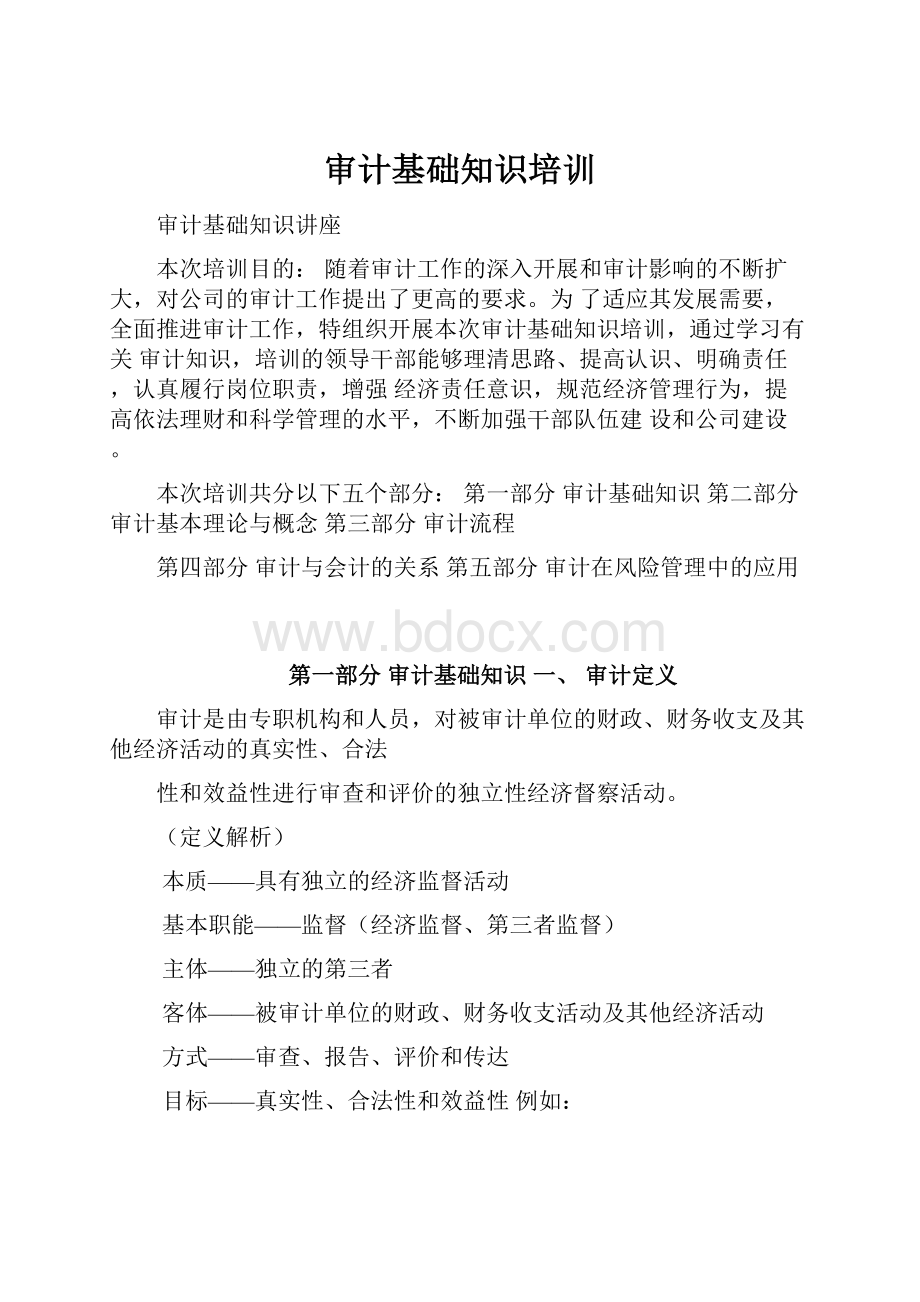 审计基础知识培训Word文档下载推荐.docx