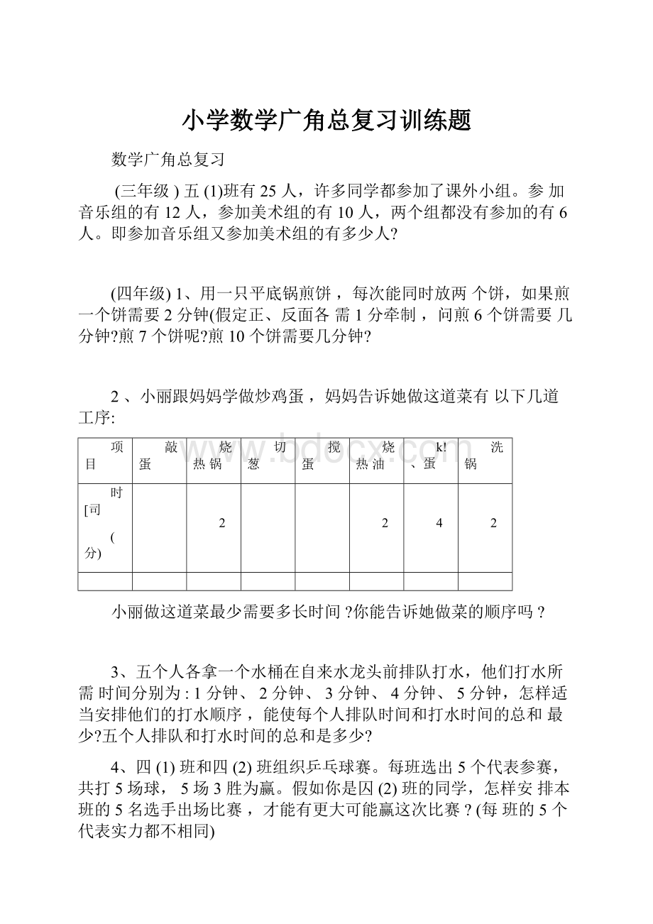 小学数学广角总复习训练题.docx_第1页