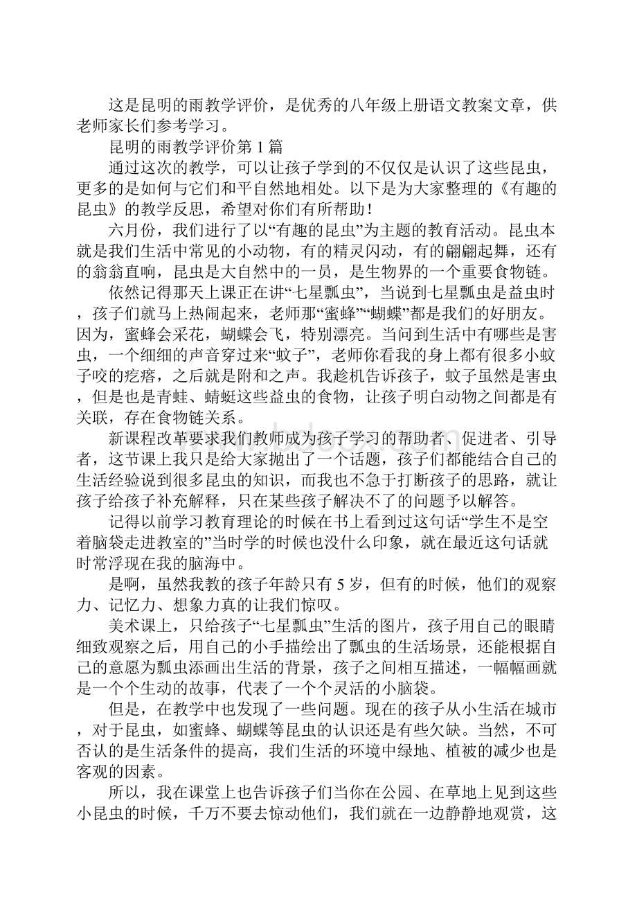 昆明的雨教学评价文档格式.docx_第2页