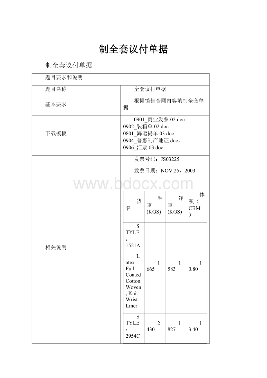 制全套议付单据Word格式.docx