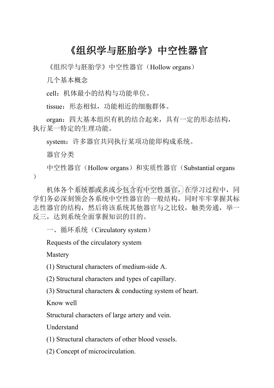 《组织学与胚胎学》中空性器官Word文档格式.docx_第1页