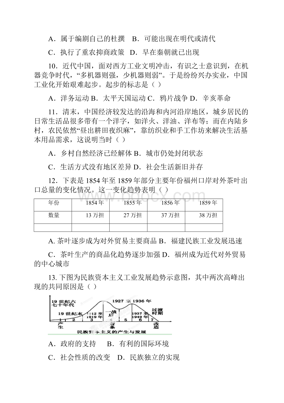 高一月考历史文试题 含答案.docx_第3页