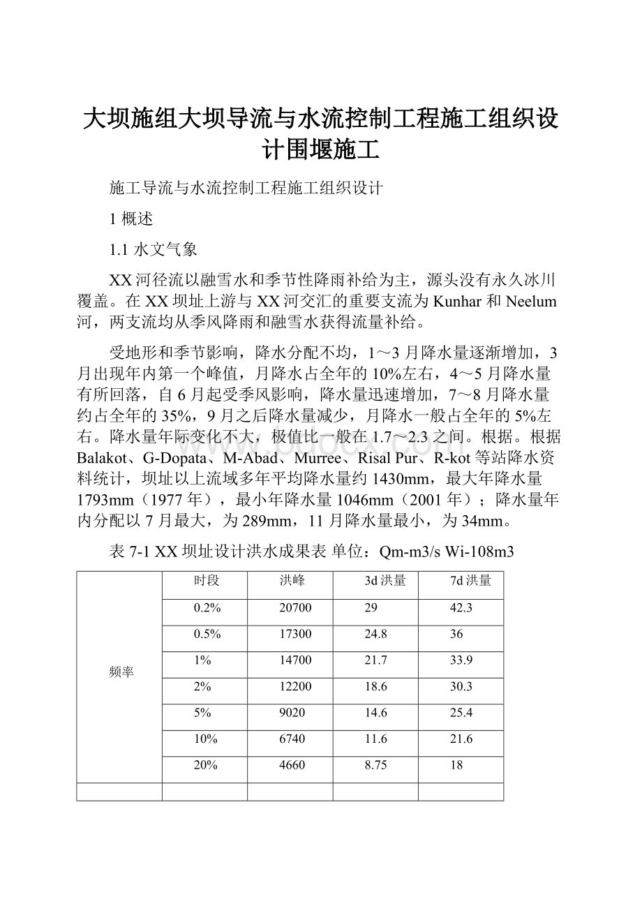 大坝施组大坝导流与水流控制工程施工组织设计围堰施工.docx_第1页