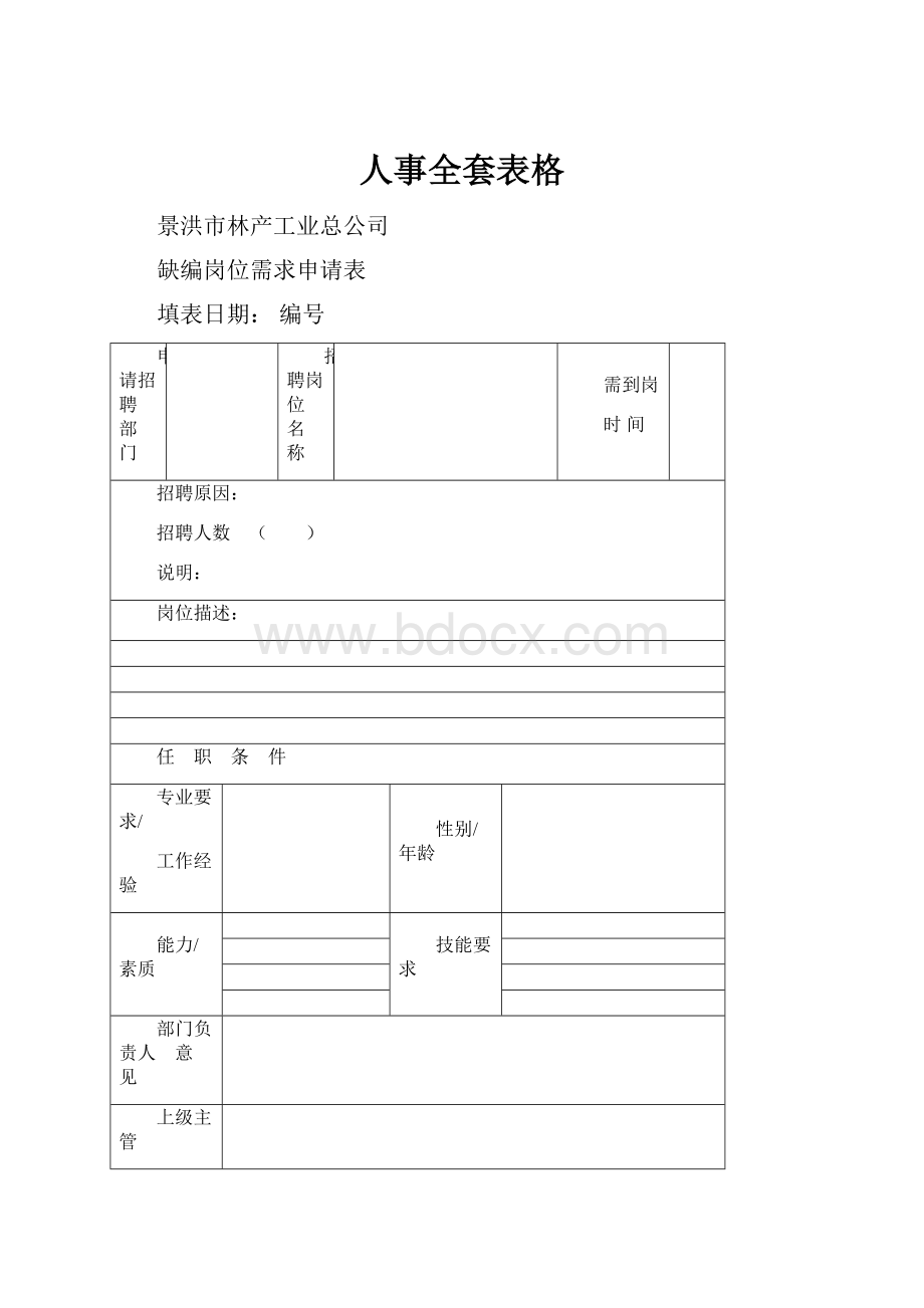 人事全套表格Word文档下载推荐.docx