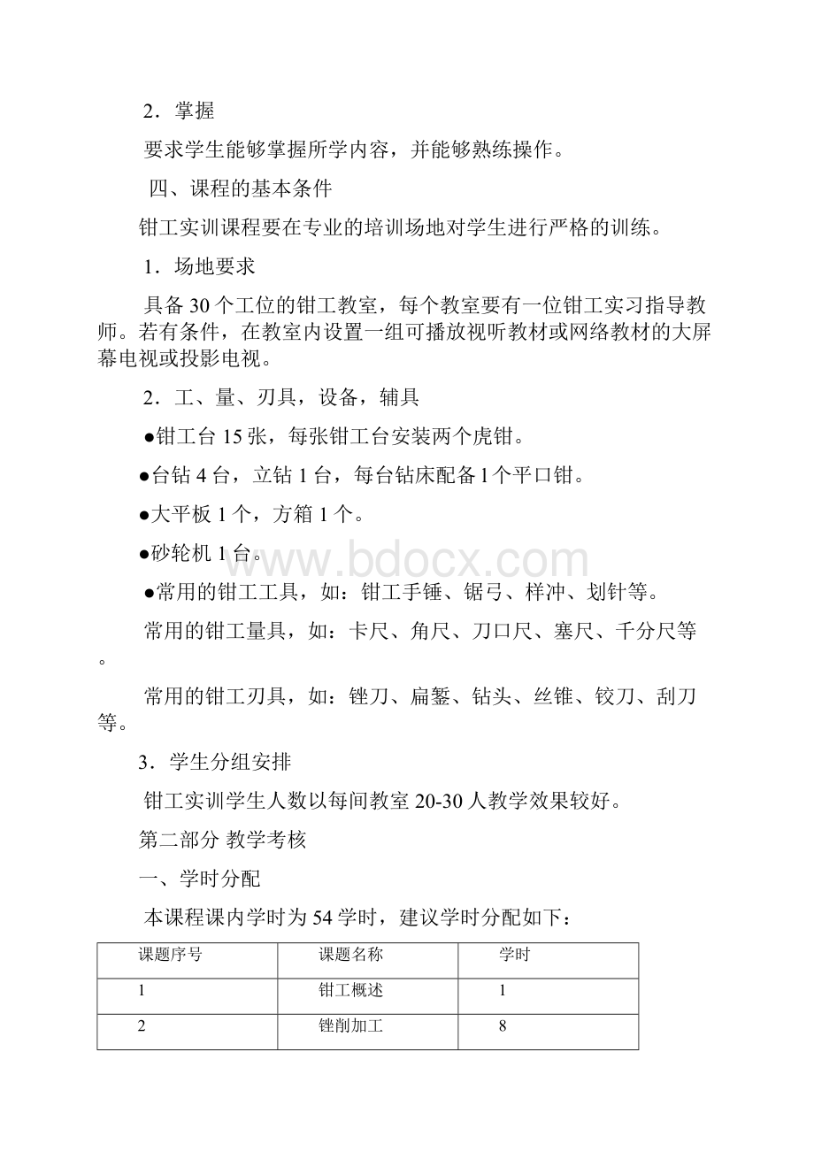 钳工实训教学大纲.docx_第2页