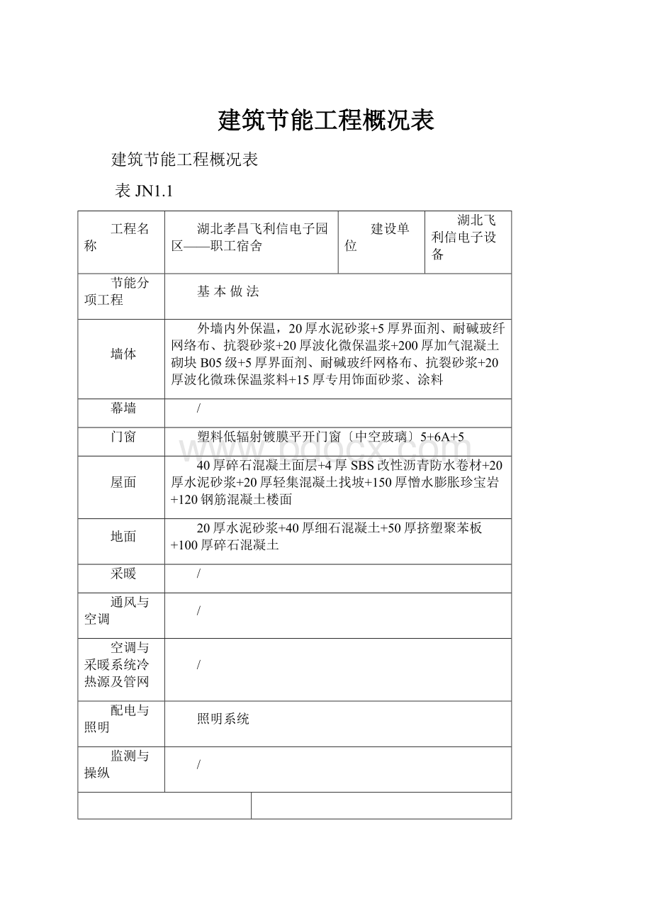 建筑节能工程概况表文档格式.docx_第1页