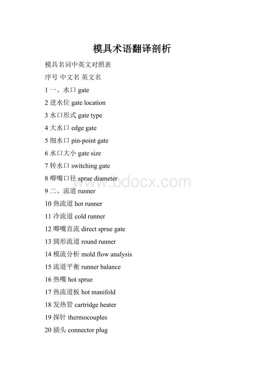 模具术语翻译剖析Word文档格式.docx