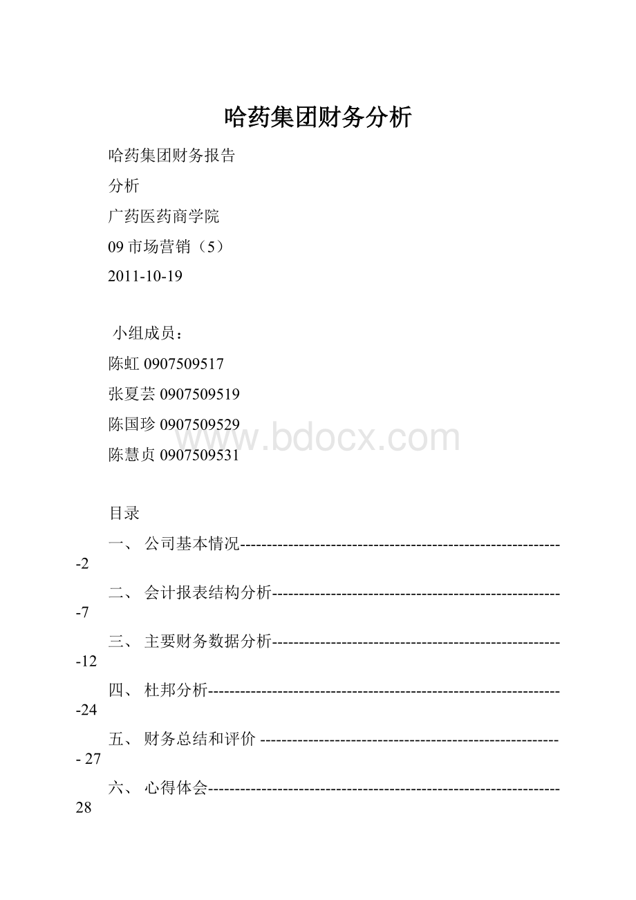 哈药集团财务分析.docx_第1页